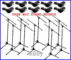 (10) Pro Audio Stage Instrument Boom Microphone Stand & Free Mic Mounts Package