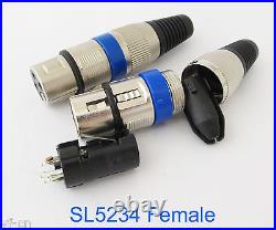 100pcs SL5234 XLR 3pin Female Microphone Mic Speaker Audio Connector withBlue Ring