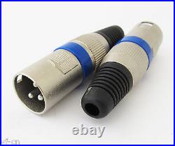 100pcs SL5235 XLR 3pin Male Microphone Mic Speaker Audio Connector withBlue Ring