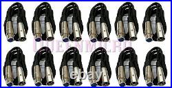 12 Lot 6ft XLR Pro Audio 3Pin Male to Female Mixer MIC Microphone Cord Cable