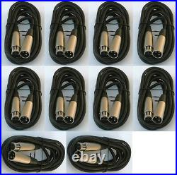 12 lot 10ft xlr male female 3pin MIC Shielded Cable microphone audio cord pack