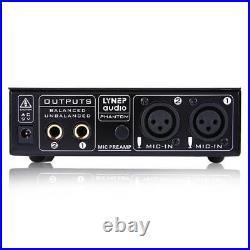 2 Channel Microphone Mini Audio Stereo Mixer 6.35mm Mic Input Compact Preamp