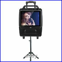 2 x 5-Inch Portable Karaoke Speaker System with 14-Inch LCD Screen wireless mic
