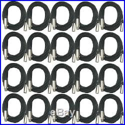 20 Pack Microphone Cables XLR Mic Cord 20 Foot Pro-Audio Patch Lo-Z PA Studio DJ