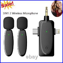 3IN1 2 Wireless Microphone Audio Video Recording Mini Mic for iPhone Samsung LG