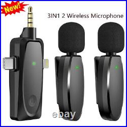 3IN1 2 Wireless Microphone Audio Video Recording Mini Mic for iPhone XR 11/12/13