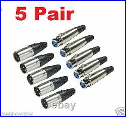 5 Pairs Audio Mic Microphone Adapter XLR 3 Pin Male/ Female Connector
