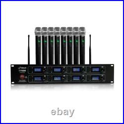 8-Channel Wireless Microphone & Receiver System, (8) Handheld Transmitter Mics