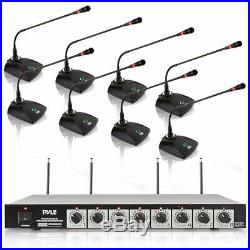 8 Channel Wireless Microphone System Portable VHF Cordless Audio Mic Set