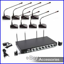 8 Channel Wireless Microphone System Portable VHF Cordless Audio Mic Set