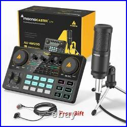 All-in-on Microphone Mixer Kit Sound Card Audio Podcaster With Condenser Phones