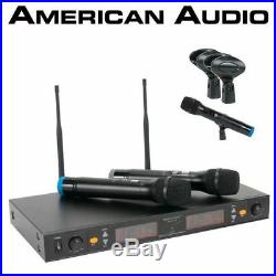 American Audio WM-219 2 x Wireless Handheld Radio Microphones Mic System UHF Adj