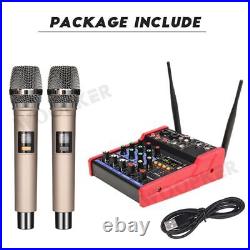 Audio DJ Mixer 4Channels Console Wireless Microphone Bluetooth Karaoke Recording