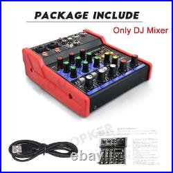 Audio DJ Mixer 4Channels Console Wireless Microphone Bluetooth Karaoke Recording