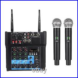 Audio Mixer with Dual Wireless Microphone Rechargeable Mic Sound Mixing Console