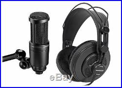 Audio Technica AT2020 Studio Microphone-Cardioid Condenser Mic + Headphones