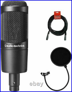 Audio Technica AT2035 Bundle Studio Condenser Microphone+PopFilter+Mic Cable NEW