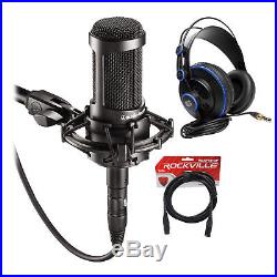 Audio Technica AT2035 Cardioid Condenser Studio Mic+Case+Headphones+XLR Cable