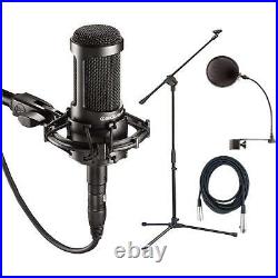 Audio Technica AT2035 Condenser Mic+Shock Mount Pack +Pop Filter+Cable+Stand
