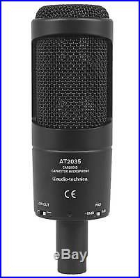 Audio Technica AT2035 Condenser Studio Microphone Mic+Case+Pop Filter+Headphones