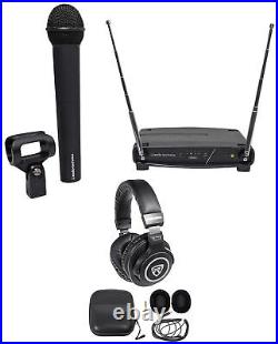 Audio Technica ATW-902a Wireless Handheld Microphone Mic + Samson Headphones