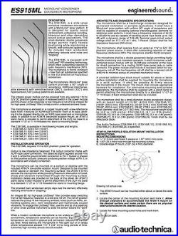 Audio Technica Gooseneck Condenser Mic ES915ML 18 Excellent condition