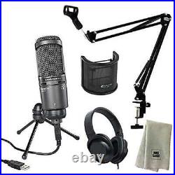 Audio-Technica USB Condenser Mic AT2020USB Filter Stand Headphone Set From JP #t