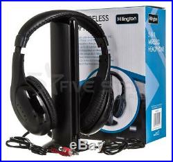 Black 5 In 1 Wireless Cordless Headphones Rf Sound Music Radio Headset With MIC