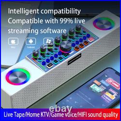 Bluetooth HiFi Live Sound Card Audio Mixer Karaoke Amplifier /+ 2 Wireless Mics