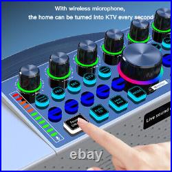Bluetooth HiFi Live Sound Card Audio Mixer Karaoke Amplifier /+ 2 Wireless Mics