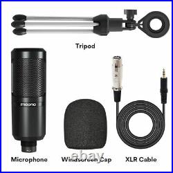 Condenser Microphone 3.5mm XLR Cardioid Mic Tripod Podcast Vlog Audio Recording