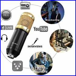 Condenser Microphone Bundle ALPOWL BM-800 Mic Kit with Live Sound Card Adjust