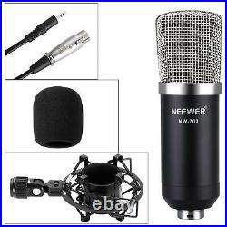 Condenser Microphone Kit Black Mic, 48V Phantom Power Arm Audio With Adapter NEW