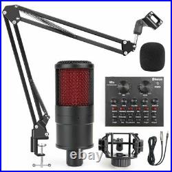 Condenser Microphone Set Podcasting Studio Sound Card Phantom Streaming Computer