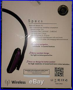 EG AUDIO Wireless Bluetooth Headphones With Built In Mic Purple NIB