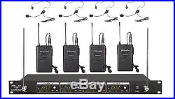 GTD Audio 4 Channel VHF Wireless Microphone System With Lapel Headset Mics 380L