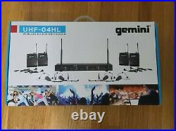 Gemini Sound UHF-04HL Professional Audio DJ Equipment 4 wireless lavalier mics