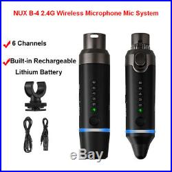 NUX- b-4 Audio XLR Wireless Microphone Snap-On Mic System Transmission Fr Camera