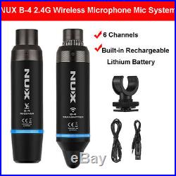 NUX- b-4 XLR Audio 6 Channel Wireless Microphone Mic System Transmitter Receiver