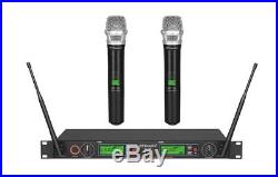 New GTD Audio 2x800 Channel UHF Diversity Wireless Microphone Mic System 733H