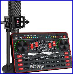 Podcast Microphone Live Sound Card Kit Studio Condenser Mic with Sound Board