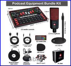 Podcast Microphone Sound Card Kit, Professional Studio Condenser Mic&G3 Live