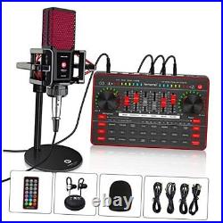 Podcast Microphone Sound Card Kit, Professional Studio Condenser Mic&G3 Live Red