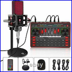 Podcast Microphone Sound Card Kit, Professional Studio Condenser Mic&G3 Red