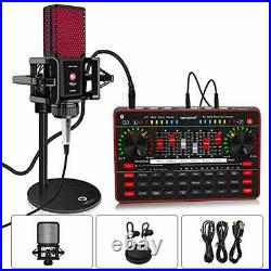 Podcast Microphone Sound Card Kit, Professional Studio Condenser Mic & G3 Red
