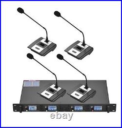 Professional 4-Channel UHF Wireless Conference Mic System/6.35Mm Audio output