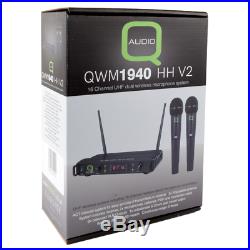 Q-Audio QWM1940 Twin Multi Channel UHF Radio Microphone Dual Wireless Mics