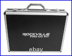 Rockville PRO-D5 KIT 5 Piece Drum Mic Kit with Kick+Snare Microphones+XLR Cables