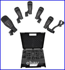 Samson DK705 Drum Microphone Kit-(1) Q71 Kick Mic+(4) Q72 Snare/Tom Mics+Mounts