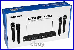 Samson Stage-412 Quad Handheld VHF Wireless Microphones Frequency Agile Mics